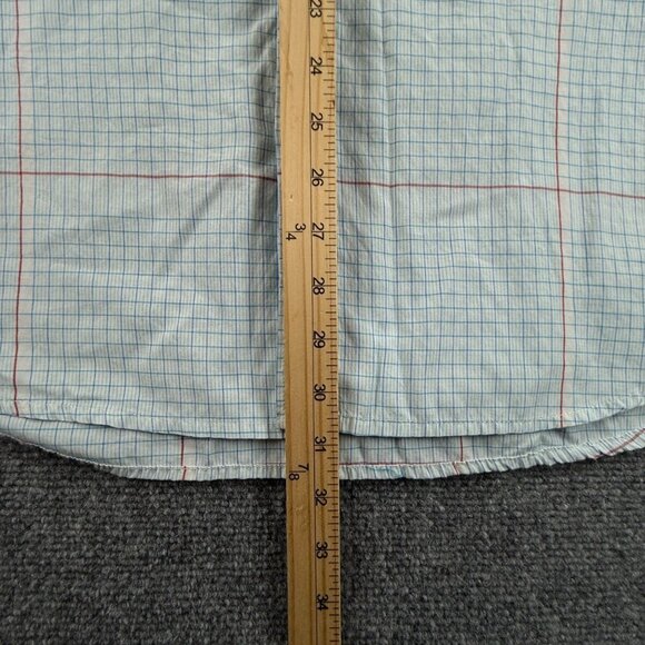 Quiksilver Button Up Shirt Short Sleeve Men Skate Surf Blue Check XL Woven Adult - Picture 5 of 12